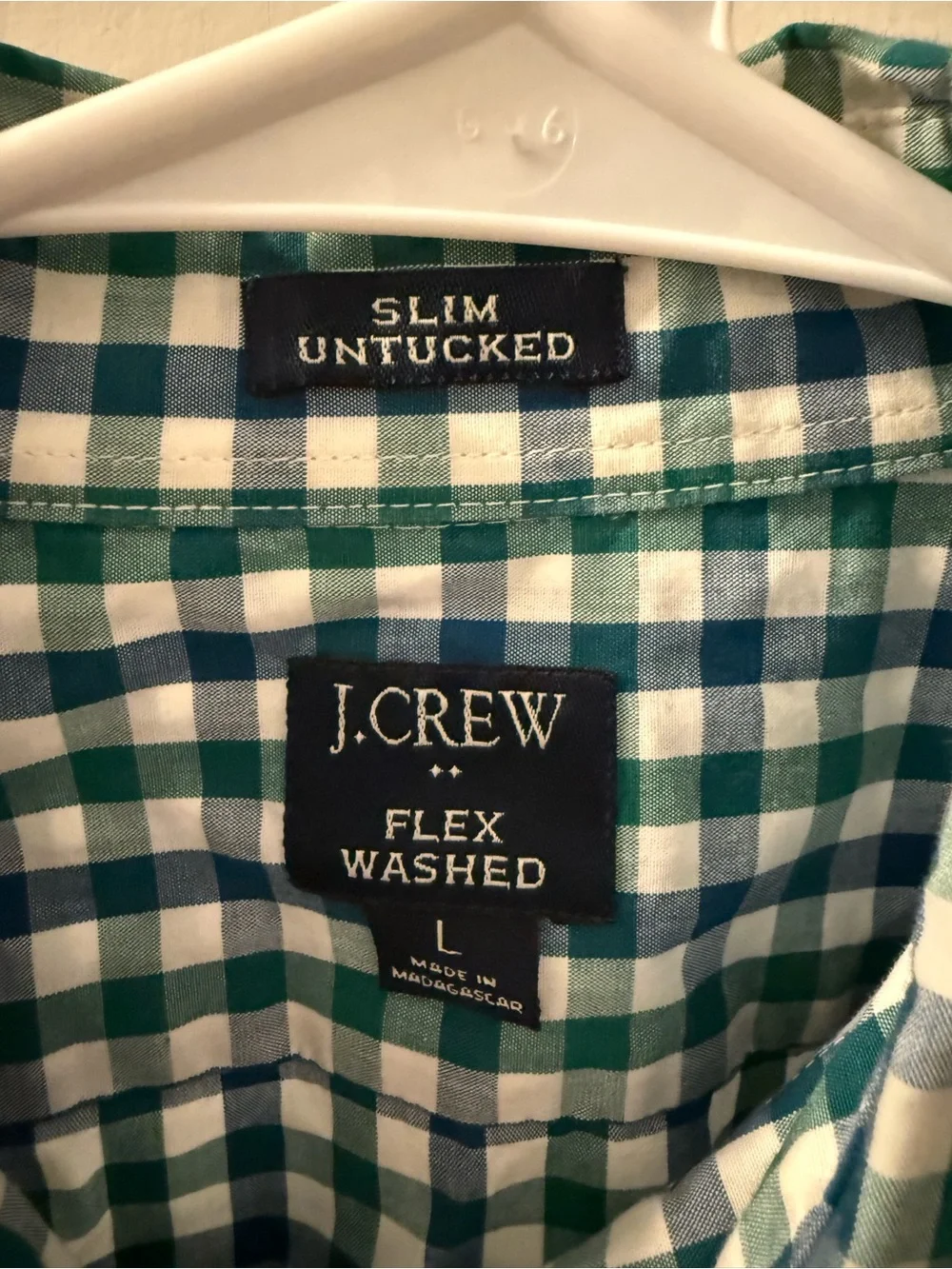 J. Crew Men's Blue & Green Gingham Button-Down Shirt